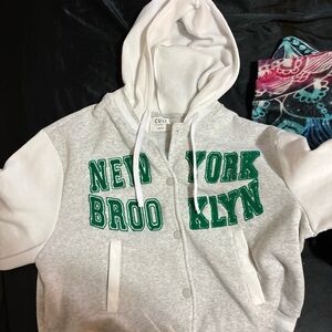Women's New York Brooklyn Hoodie - Gray and Green